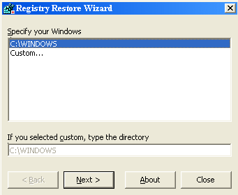 UBCD Registry Restore Window